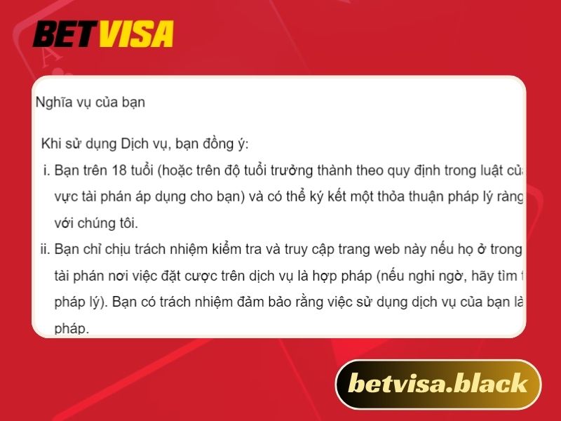 Điều khoản và điều kiện Betvisa