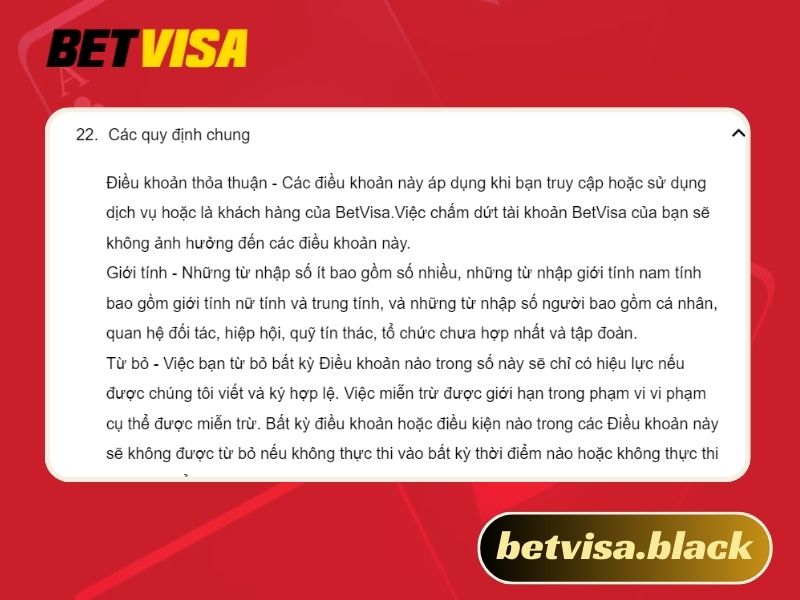 Điều khoản và điều kiện Betvisa